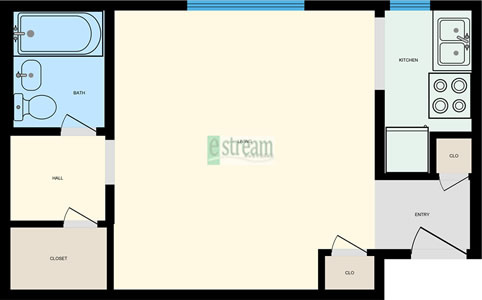 Studio / One Bath - 375 Sq. Ft.*